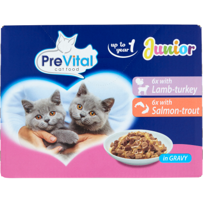 PreVital Junior teljes értékű állateledel kölyökmacskák számára szószban 12 x 100 g