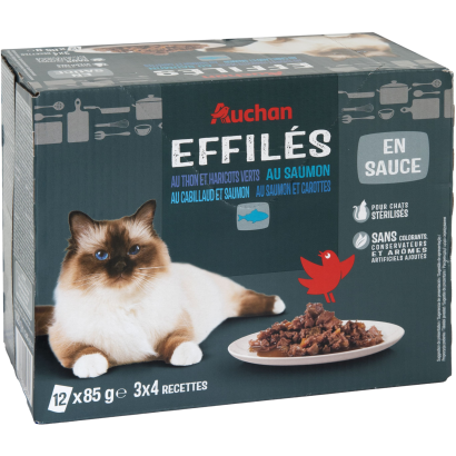 Auchan Gourmand Teljes értékű alutasakos macskaeledel hallal szószban 12x85 g
