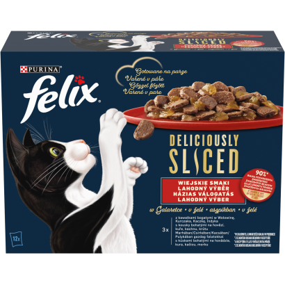 Purina Felix Deliciously Sliced házias válogatás aszpikban nedves macskaeledel 12 x 80 g