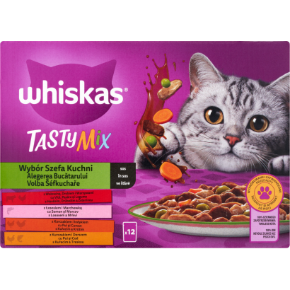 Whiskas Tasty Mix teljes értékű nedves eledel felnőtt macskáknak 12 x 85 g (1,02 kg)