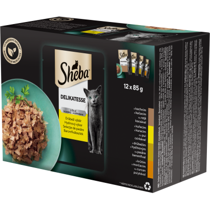 Sheba Delikatesse Baromfiválaszték teljes értékű nedves eledel felnőtt macskáknak 12x85 g (1,02 kg)