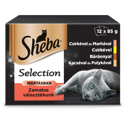 Sheba Select Slices Zamatos választék teljes értékű nedves eledel felnőtt macskáknak 12 x 85 g