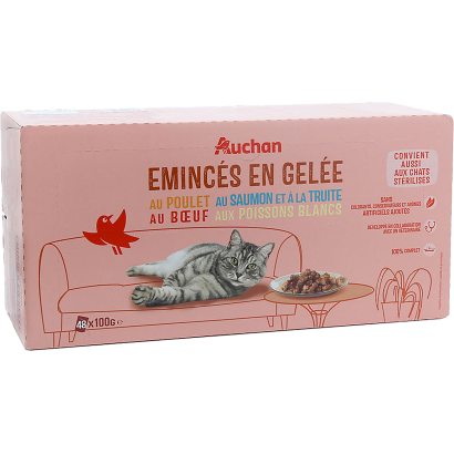 Auchan Kedvenc macska alu csirke marha hal, 48x100 g