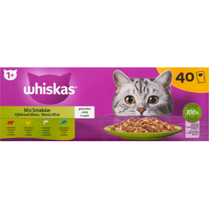 Whiskas 1+ Vegyes Menü teljes értékű nedves eledel felnőtt macskáknak 40 x 85 g (3,40 kg)