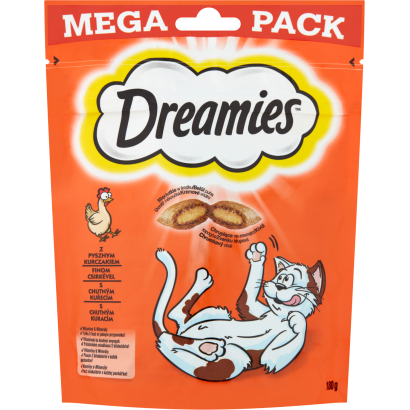 Dreamies kiegészítő macskaeledel csirkével felnőtt macskáknak & 8 hetesnél idősebb kölyköknek 180 g