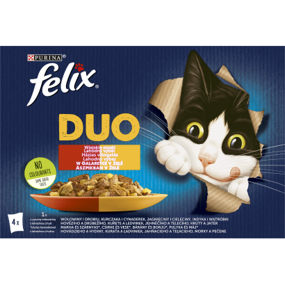 Purina Felix Fantastic Duo házias válogatás aszpikban nedves macskaeledel 4 x 85 g (340 g)