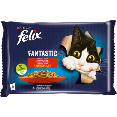 Purina Felix Fantastic nyúllal/báránnyal aszpikban nedves macskaeledel 4 x 85 g