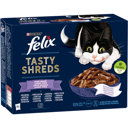 Purina Felix Shreds vegyes válogatás szószban nedves macskaeledel 12 x 80 g
