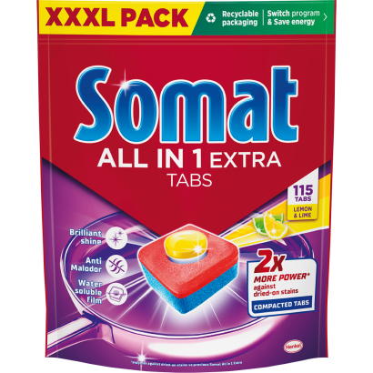 Somat All in 1 Lemon & Lime gépi mosogatótabletta 115 db 1909 g