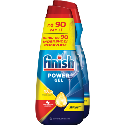 Finish Power Gel Citrom gépi mosogató gél 90 mosás 2 x 900 ml