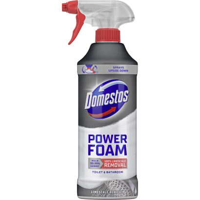 Domestos Power Foam WC és fürdőszoba tisztító hab, Limescale Remover, 435 ml