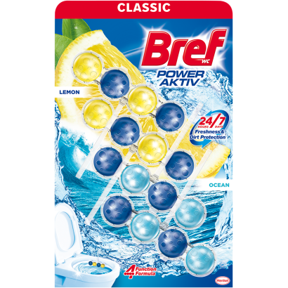 Bref Power Aktiv Lemon/Ocean WC frissítő 4 x 50 g