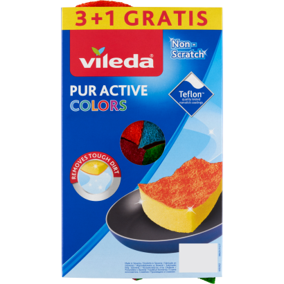 Vileda Pur Active Colors nem-karcoló mosogatószivacs 4 db