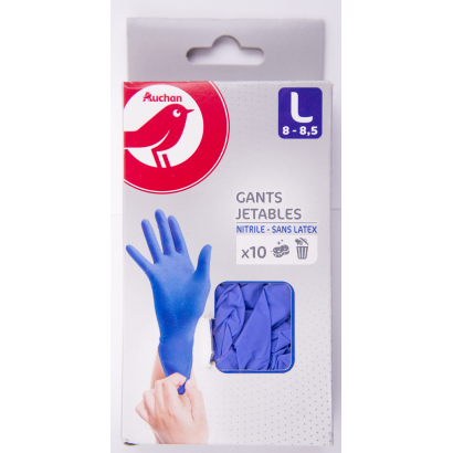Auchan Kedvenc Latexmentes eldobható kesztyű L méret 10 db