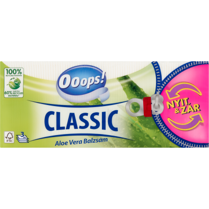 Ooops! Classic Aloe Vera Balzsam papír zsebkendő 3 rétegű 90 db