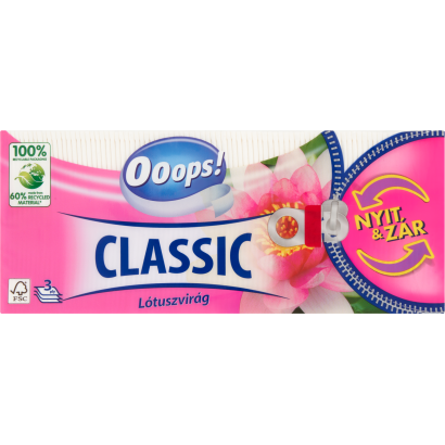 Ooops! Classic Lótuszvirág papír zsebkendő 3 rétegű 90 db