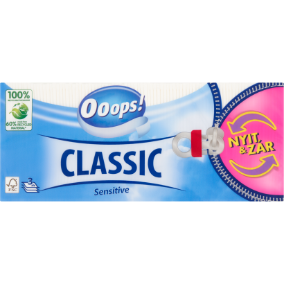 Ooops! Classic Sensitive papír zsebkendő 3 rétegű 90 db