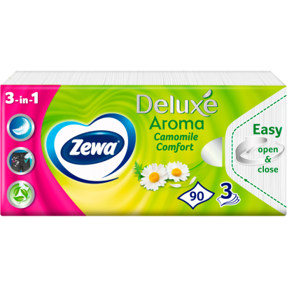 Zewa Deluxe Camomile Comfort illatosított papír zsebkendő 3 rétegű 90 db