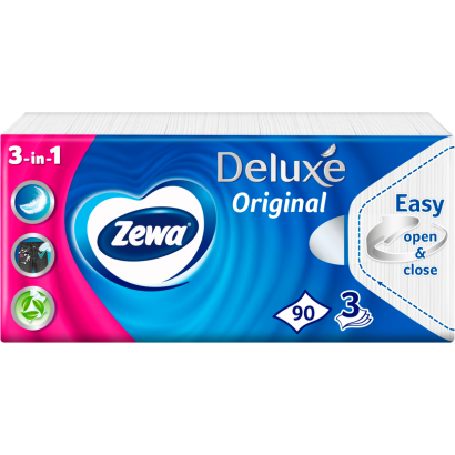 Zewa Deluxe Original illatmentes papír zsebkendő 3 rétegű 90 db