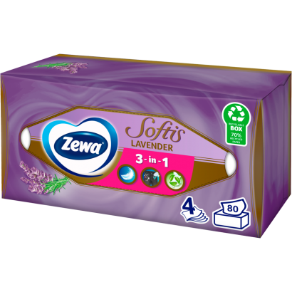 Zewa Softis Lavender illatosított dobozos papír zsebkendő 4 rétegű 80 db