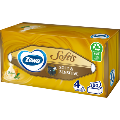 Zewa Softis Soft & Sensitive illatmentes dobozos papír zsebkendő 4 rétegű 80 db
