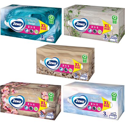 Zewa Deluxe Design illatmentes, dobozos papír zsebkendő 3 rétegű 150 db