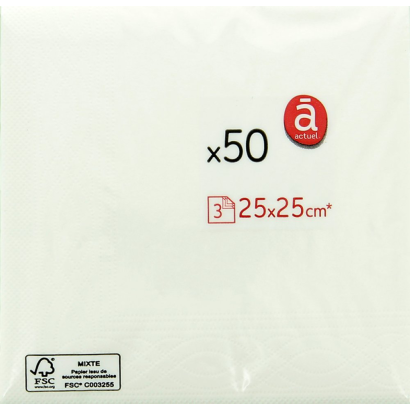 Actuel Szalvéta 25x25 cm 50 db 3 rétegű fehér
