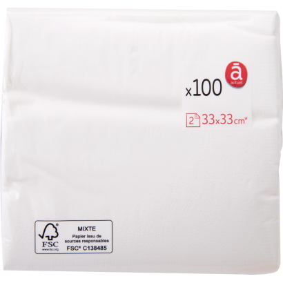Actuel szalvéta 2 rétegű 33x33 cm 100 db fehér