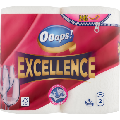 Ooops! Excellence háztartási papírtörlő 3 rétegű 2 tekercs