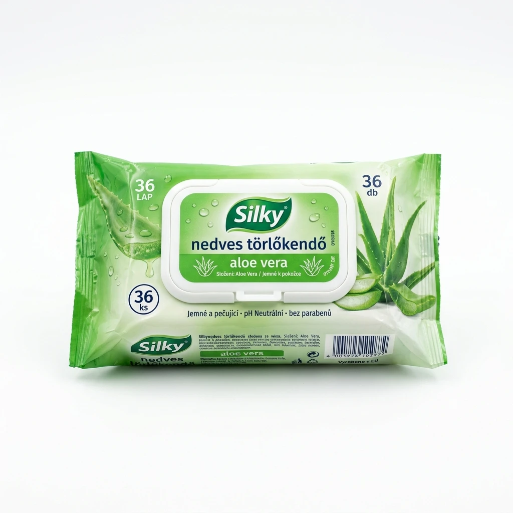 Silky nedves törlőkendő aloe vera 36 lap