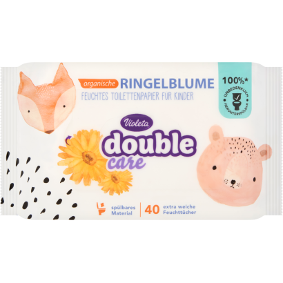 Violeta Double Care nedves WC-papír gyerekeknek körömvirág kivonattal és zöld teával 40 db