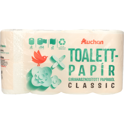 Auchan Kedvenc Öko toalettpapír 2 rétegű 8 tekercs 154 lap