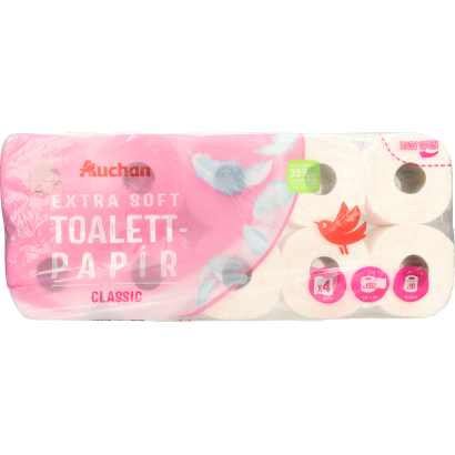Auchan Kedvenc toalettpapír extra soft  4 rétegű 150 lap 10 tekercs