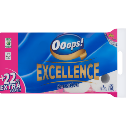 Ooops! Excellence Sensitive toalettpapír 3 rétegű 16 tekercs