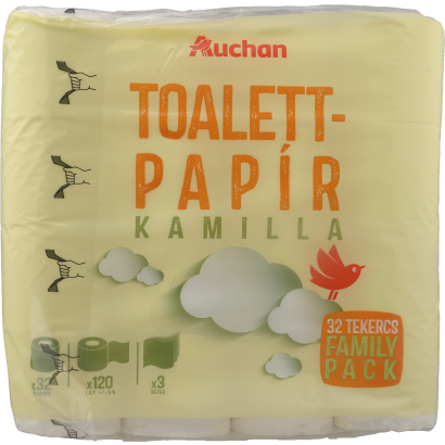 Auchan Kedvenc kamilla illatú toalettpapír 3 rétegű 32 tekercs 120 lap