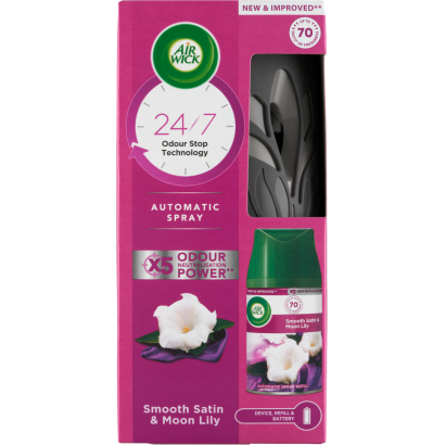 Air Wick Freshmatic Bársonyos Szatén és Éji Liliom automata légfrissítő készülék és utántöltő 250 ml