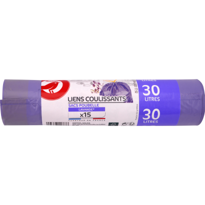 Auchan Kedvenc Szemeteszsák behúzószalaggal levendula 30 l 15 db