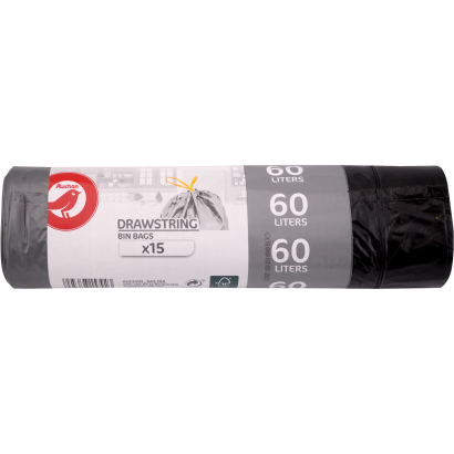 Auchan Kedvenc Szemeteszsák behúzószalaggal 60 l 15 db