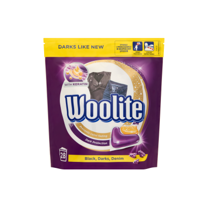 Woolite mosógélkapszula sötét, fekete ruhákhoz & farmerhez 28 db 616 g