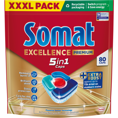 Somat Excellence Premium gépi mosogatószer kapszula 80 db 1488 g