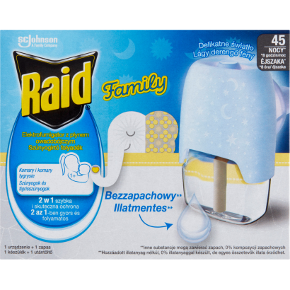 Raid Family szúnyogirtó folyadék + készülék 27 ml