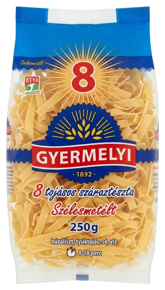 Gyermelyi 8 tojásos száraztészta Cérnácska, Szélesmetélt