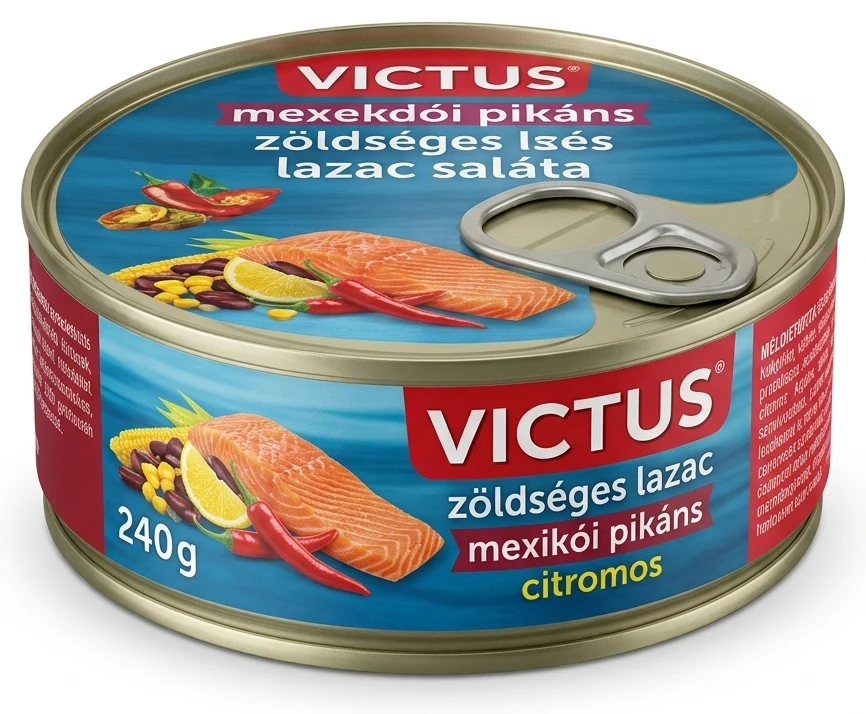 Victus zöldséges lazac saláta mexikói pikáns, citromos