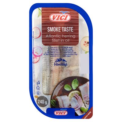 VICI füstölt ízű atlanti heringfilé olajban 240 g