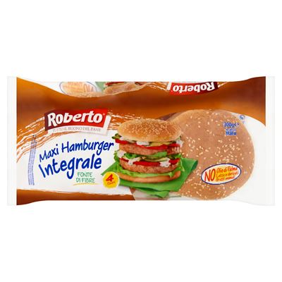 Roberto Maxi Hamburgerzsemle Teljes Kiőrlésű Búzaliszttel, Szezámmaggal és Napraforgóolajjal ( 4 x 75 g ) 4 x 300 g