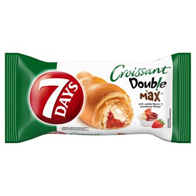 7DAYS Double Max Croissant Vaníliaízű és Epres Töltelékkel 80 g