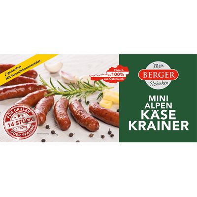 Berger Mini Alpesi Sajtos Krainer Kolbász 300g