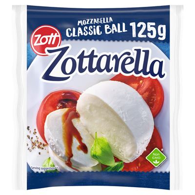 ZOTTARELLA Zott Zottarella Classic zsíros, lágy mozzarella sajt sós lében 125 g