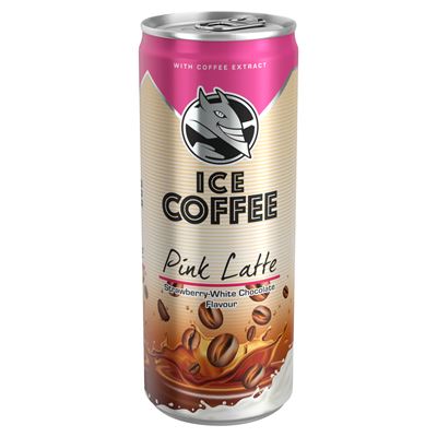 HELL Ice Coffee Pink Latte eper- és fehér csokoládéízű UHT ital tejjel és kávékivonattal 250 ml