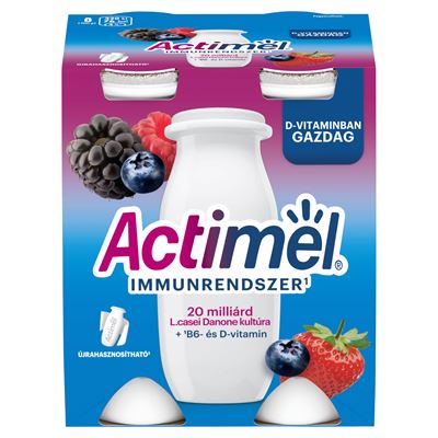 DANONE Actimel zsírszegény, élőflórás, erdei gyümölcsízű joghurtalapú ital 4 x 100 g (400 g)